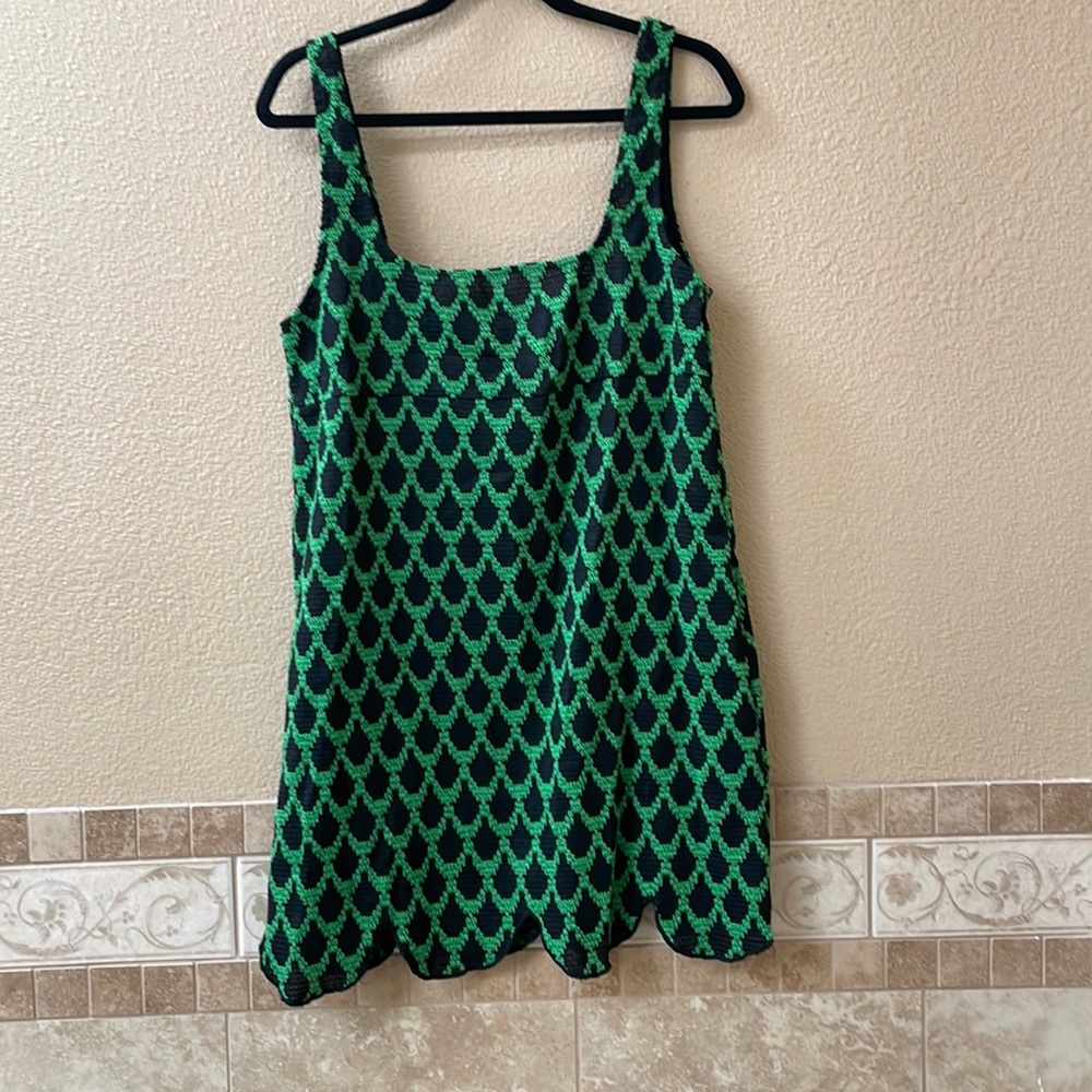Zara Black and Green Scalloped Dress